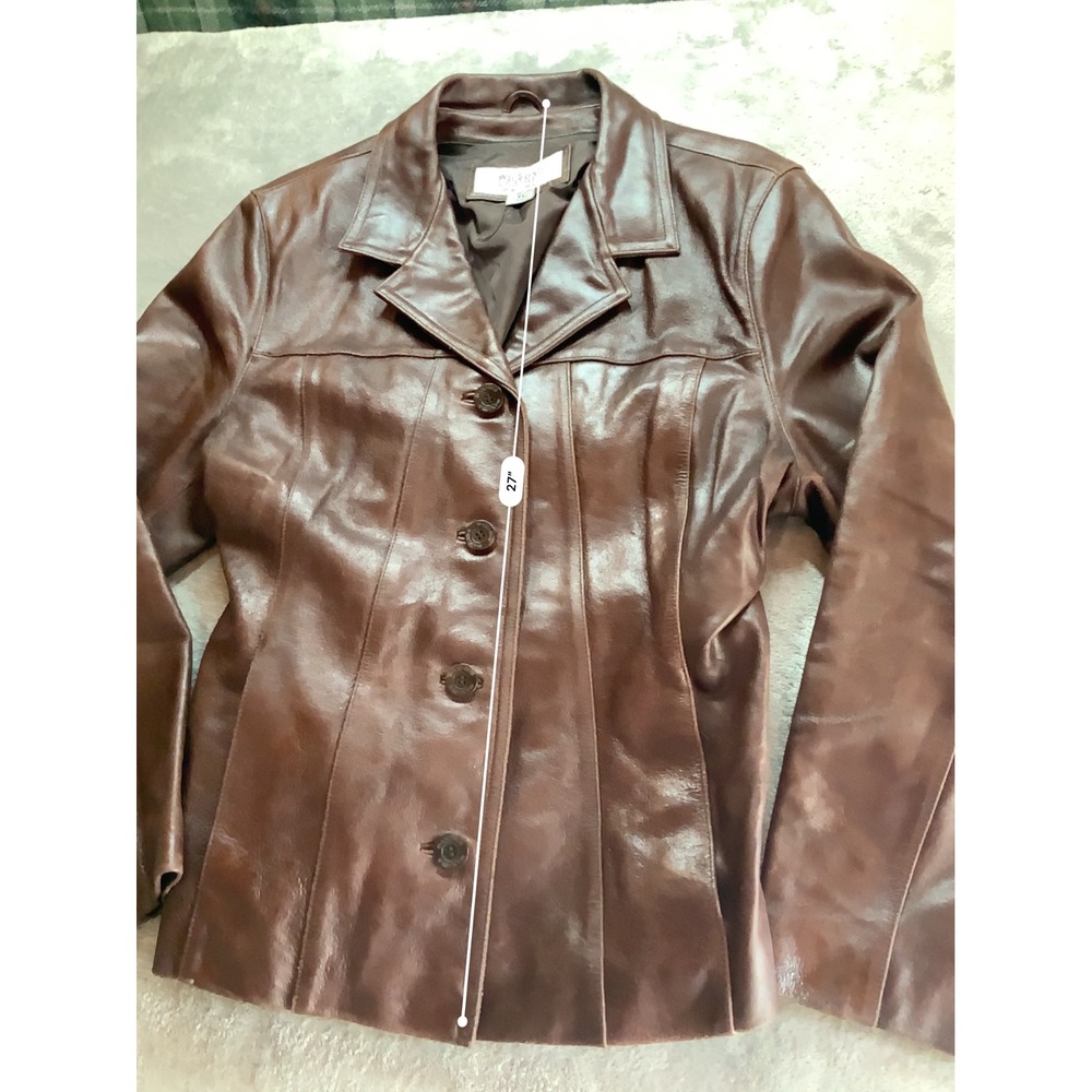 Vintage Wilsons Leather Maxima Brown Button Front Jacket Womens XL - Picture 7 of 15